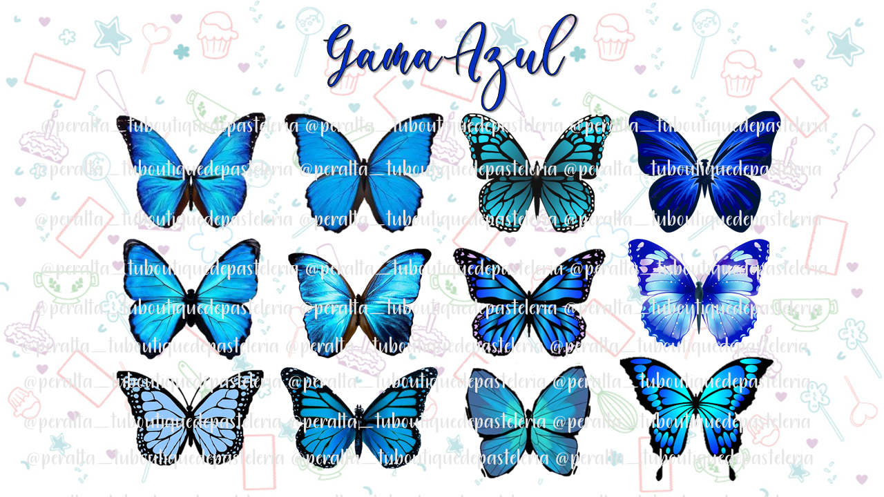 Decoración Para Pastel Mariposas Comestibles - Surtido Azul