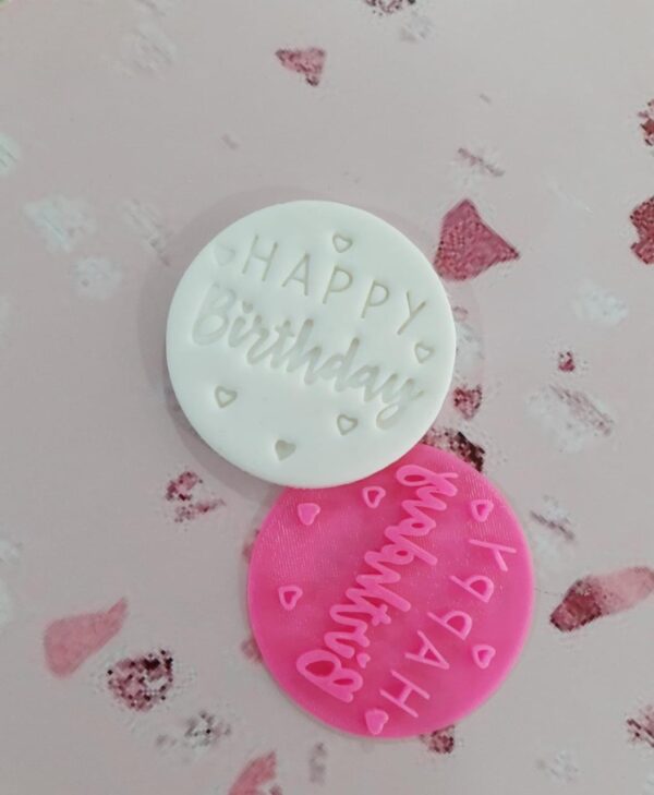 Stamp happy birthday corazones